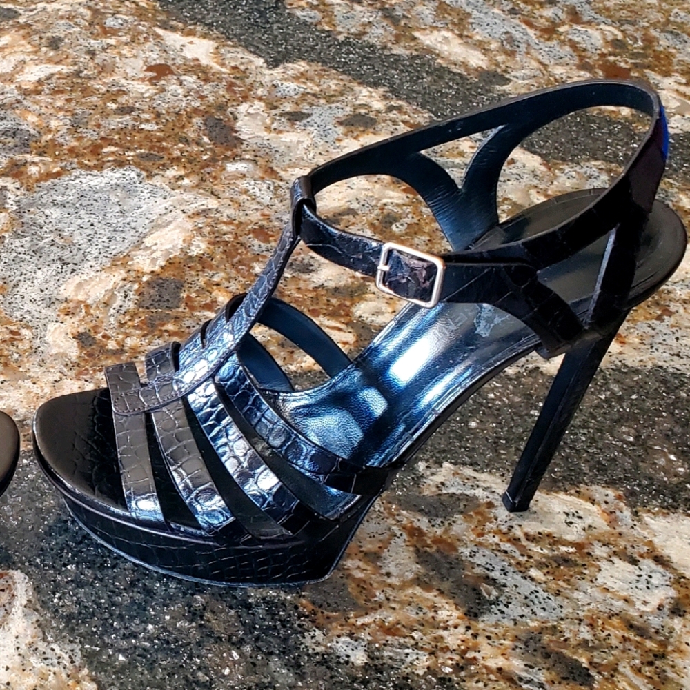 Saint Laurent YSL Croc embossed stilettos
